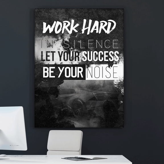 Motivational Wall Art, Inspirational Office Decor, Hustle Grind Quote Poster, Ambition Entrepreneur Poster Work Art Home Decor, 8x12 UNFRAMED