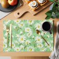 thumbnail image 2 of Green Daisy Floral Placemats Set of 8 Spring Watercolor Flower Leaf Plant Place Mats Indoor Wipeable Table Mats Washable Cloth Dining Table Placemats for Kitchen Holiday Party Home Decor 13x19 Inch, 2 of 9