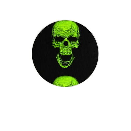 

Circular Drink Coasters Set Gree Skull Beautiful Home Decor Diatomite Heat-Resistant Diatomite Protect Table Countertop