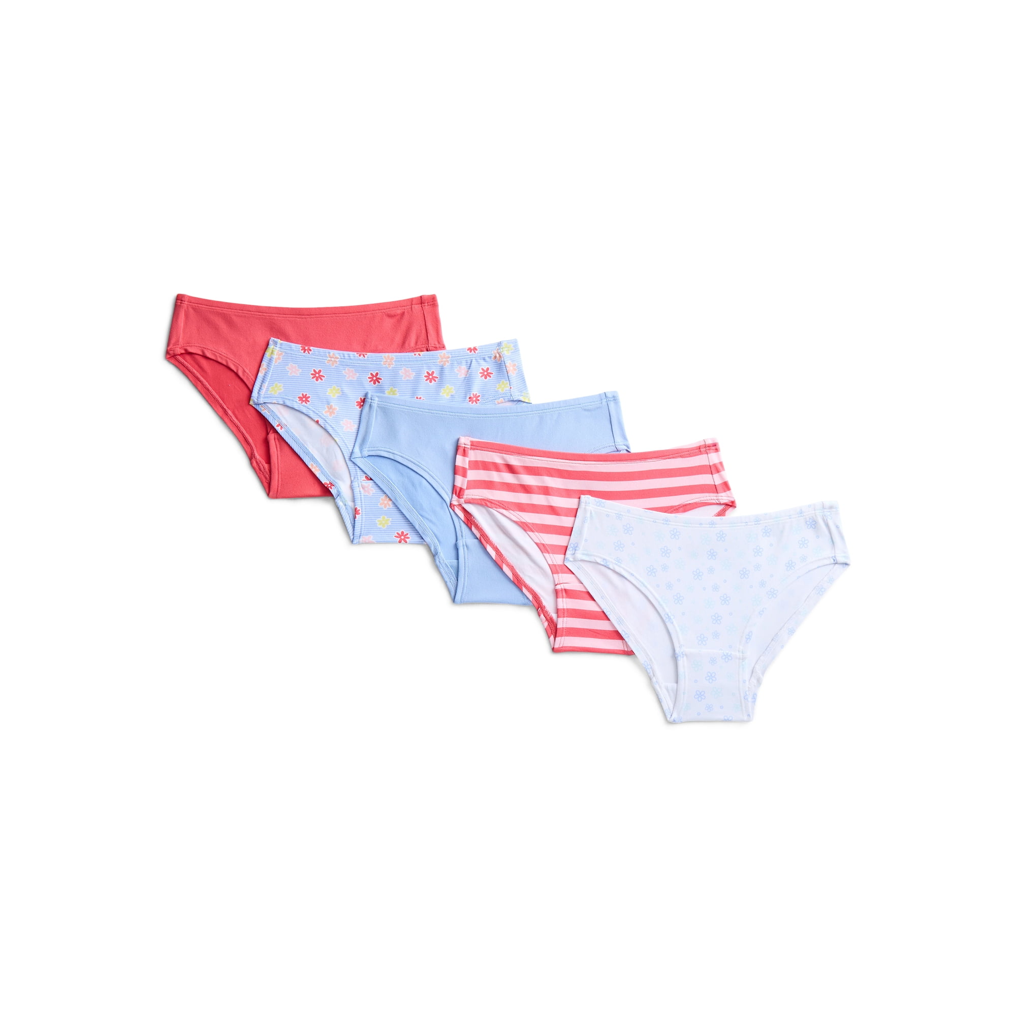 Wonder Nation Girls Premium Hipster Underwear, 5-Pack, Sizes S-XL