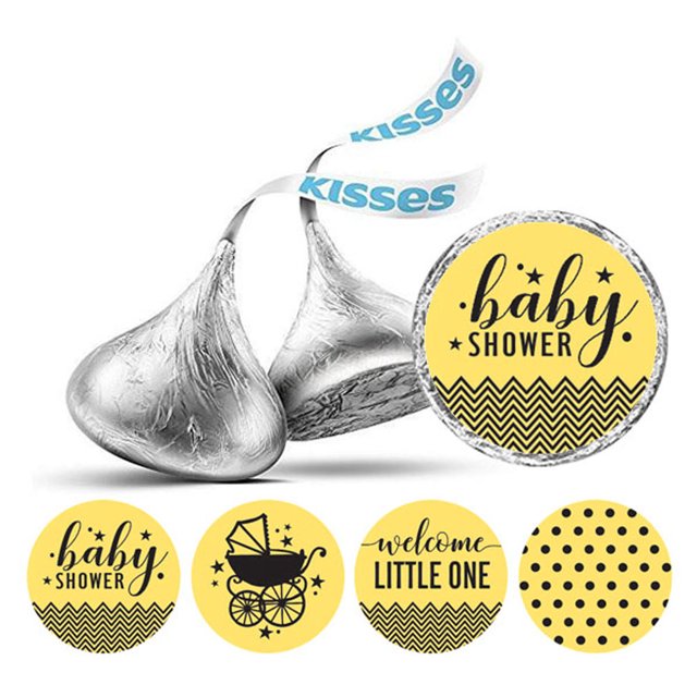 Darling Souvenir Candy 190 Pcs Baby Shower Theme Stickers DIY Chocolate Labels-Yellow