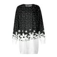 thumbnail image 4 of Fiaer Snowflake Long Sleeve Dress for Women Christmas Sweatshirt Dress Fall Fashion Outfits Xmas Casual Mini Skirts Black XL, 4 of 5
