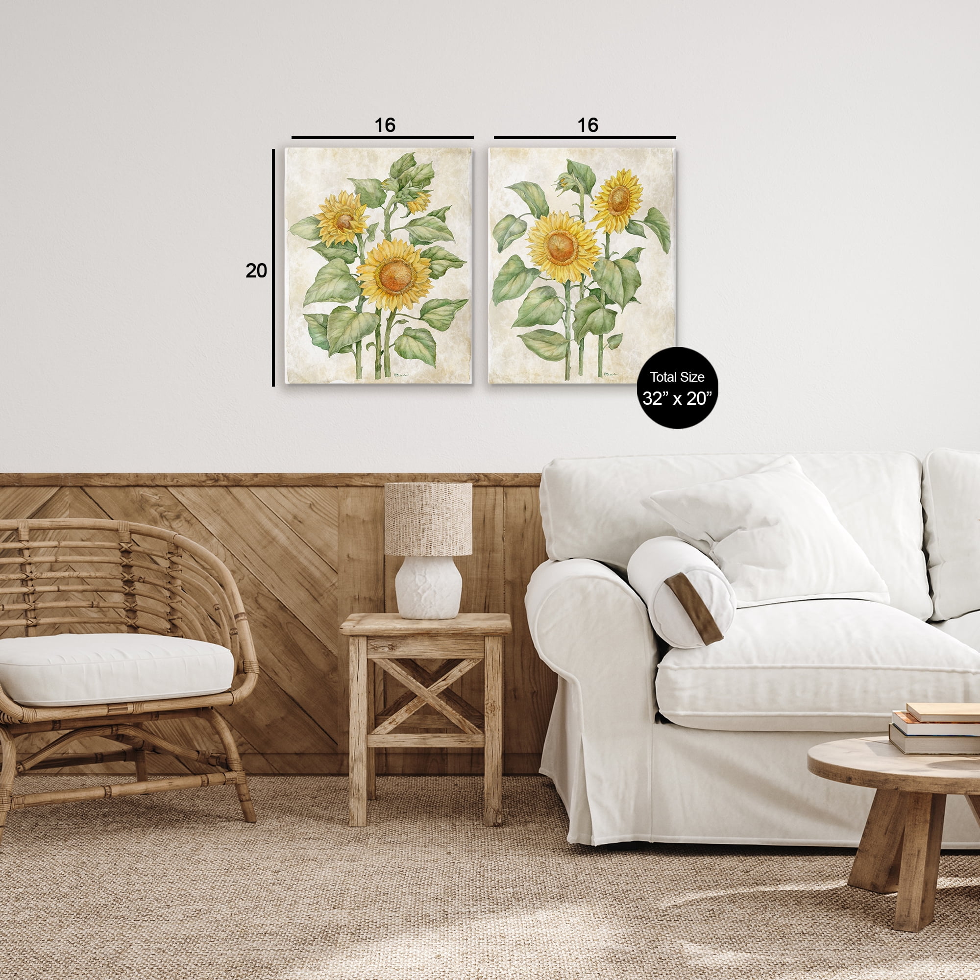 Stupell Industries Floral Journal Sunflower Studies 2 Piece Canvas Wall Art Set, design by Paul Brent