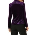 thumbnail image 4 of INSPIRE CHIC Women's Vintage Velvet Blazer Notched Lapel Button Front Wear-to-Work Jacket XS Purple, 4 of 9