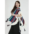 thumbnail image 3 of ZhangBaoLin Women Shawl Wrap Cardigan Poncho Cape Open Front Travel Sweater Coat Colorful Tassels Knit Blanket, 3 of 7
