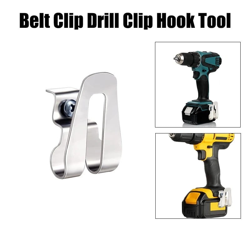 Replacement Belt Clip Hooks Stainless Steel Driver Belt Clip Drill Clip Hook Tool with Screws Power Tool Parts 4 