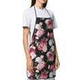 thumbnail image 4 of Easygdp Rose Flowers Apron Waterdrop Resistant with 2 Pockets,Oil Resistant Cooking Kitchen Chef Apron for Women Men, 4 of 7