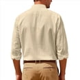 thumbnail image 4 of Camisa de y Algodón para Hombre, de Larga, Sin Cuello, Informal, con Botones, Transpirable, para Playa. Caqui S, 4 of 6