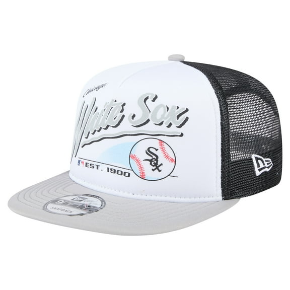 Men's New Era White/Gray Chicago White Sox Retro Script Trucker 9FIFTY Snapback Hat