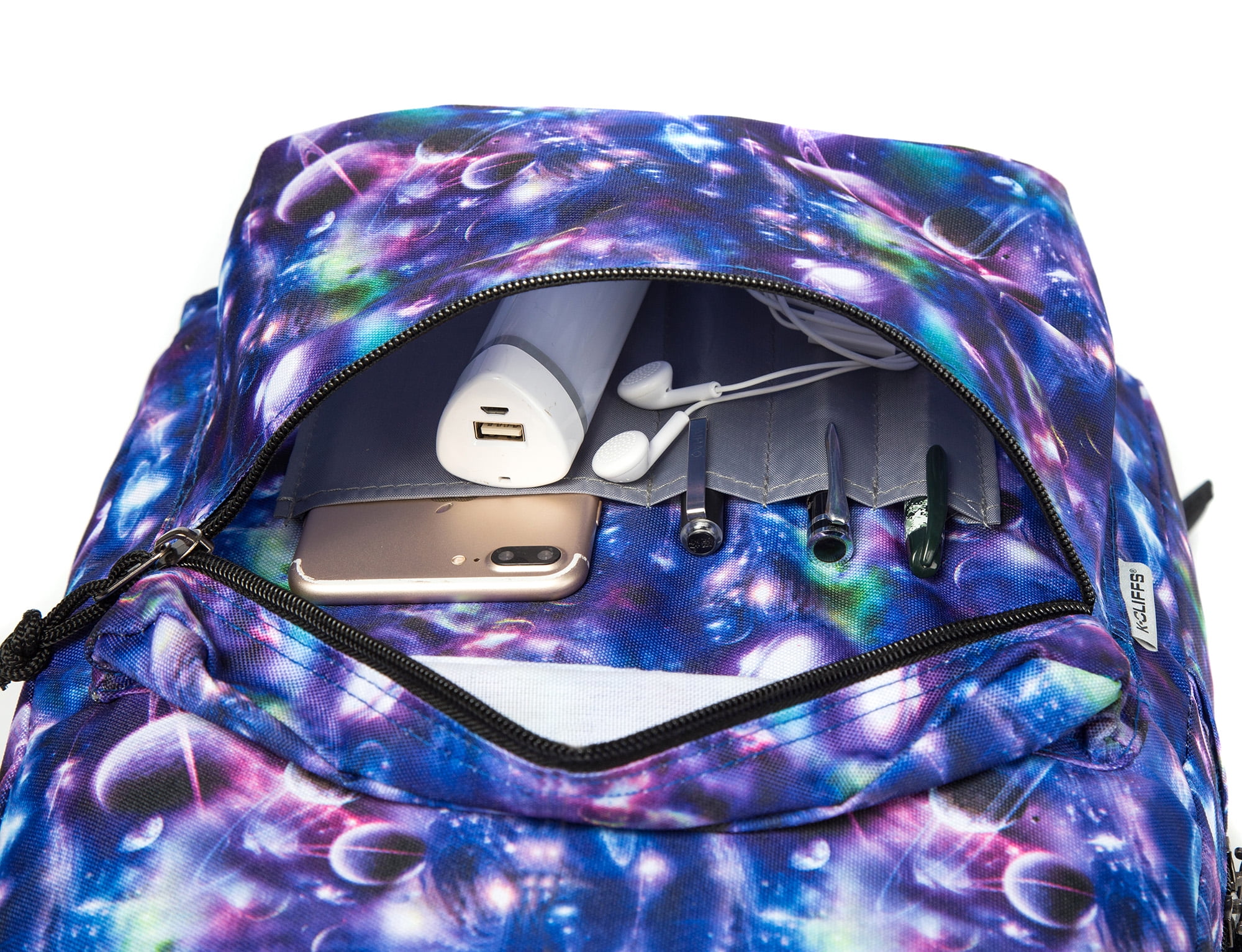 K-Cliffs Unisex  18" Galaxy Printed Backpack Simple Pattern Bookbag Classic Travel Daypack for Laptop and Tablet, 25 Pieces, 100% Polyester