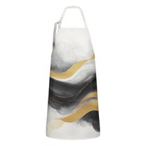 Black White Gray Gold Marble Pattern Apron-Garden Aprons for Women with Pockets-Cotton Linen Waterproof Kitchen Cooking Gardening Aprons Adjustable for Kitchen,Cooking,BBQ and Salon 33x27 Inch