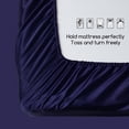 thumbnail image 6 of MR&HM Satin Bed Sheets, California King Sheets Set, 6 Pcs Silky Bedding Set, Navy Blue, 6 of 6