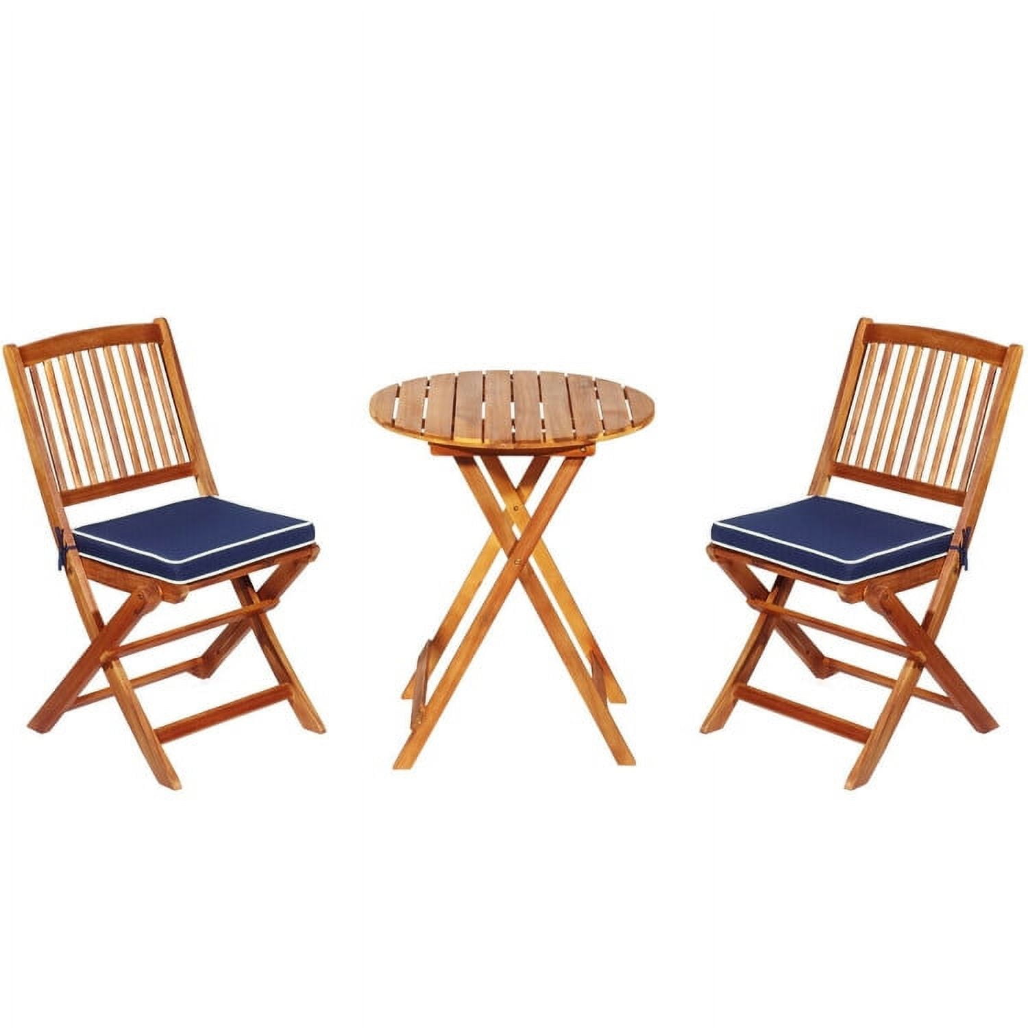 Aimee Lii 3 Pieces Patio Folding Bistro Set with Padded Cushion and Round Coffee Table, Navy Aimee Lii 3 Pieces Patio Folding Bistro Set with Padded Cushion and Round Coffee Table, Navy