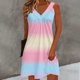 thumbnail image 2 of Vestido Largo de Manga Larga para las Mujeres Cuello en V Plisado Impresión sin Posicionamiento con Tela Elástica, Vestido Casual de Cintura Elástica para Uso Diario Y de Playa, 2 of 7