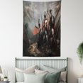 thumbnail image 4 of Fantasy World Tapestry, Fantasy Fiction Themed Illustration in an Alien World with Three Figures, Wall Hanging for Bedroom Living Room Dorm Decor, 40W X 60L Inches, Grey Orange, by Ambesonne, 4 of 5