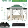 thumbnail image 5 of Studyset 13'X13’Patio Portable Gazebos with Mosquito Netting,Double-Layer Outdoor Canopy Tent,Hexagonal Pavilion for Garden Backyard Lawn & Deck,Heavy Duty Party, 5 of 9