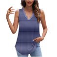 thumbnail image 2 of Summer Tank Tops Womens Striped Lace Trim V Neck Tunic Tee Shirts Dressy Casual Sleeveless Tanks Blouses (2XL, Blue), 2 of 7
