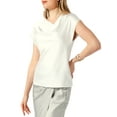 thumbnail image 1 of Inspire Chic Conjunto Top de Satén para Mujer con Cuello de Cowl, Manga Corta, Blusa Casual Elegante, L Blanca, 1 of 6
