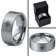thumbnail image 4 of Tungsten Heart Compass Band Ring 8mm Men Women Comfort Fit Gray Flat Cut Brushed Polished, 4 of 4