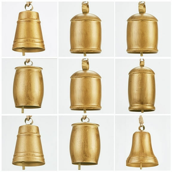 Christmas Ornaments Sets Bells, Christmas Brass Cow Shabby Style Metal Hanging Cow Bells Decor Christmas Decorations Rope Bells