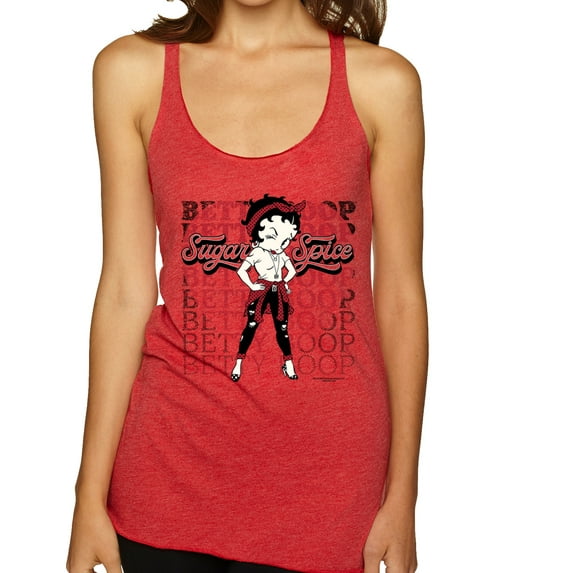 Wild Bobby Betty Boop Sugar and Spice Wink Betty Boop Tri-Blend Racerback Tank Top, Vintage Red, X-Large