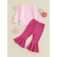 thumbnail image 4 of xiaxaixu Kid Girls Pants Set, Long Sleeve Letters Print Sweatshirt Elastic Waist Flare Pants Clothing Set, 4 of 9