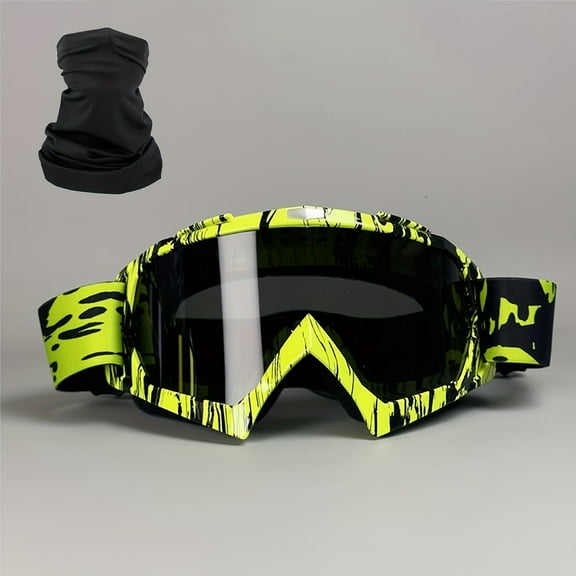 Motorcycle Goggles High Quality Motocross Goggles Windproof And Dustproof ATV Racing Goggles Anti-scratch Ski Goggles Protective Safety Glasses for Men And Women TPU Frame PC Lens One Hooded Mask.