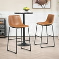 thumbnail image 2 of Set of 2 Barto Black Metal Bar Stool with Open Backrest, 2 of 7