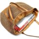 thumbnail image 3 of Nvzi Bolso de paja redondo tejido a mano, bolso de playa de verano natural, bolso cruzado de ratán para mujer, 3 of 5