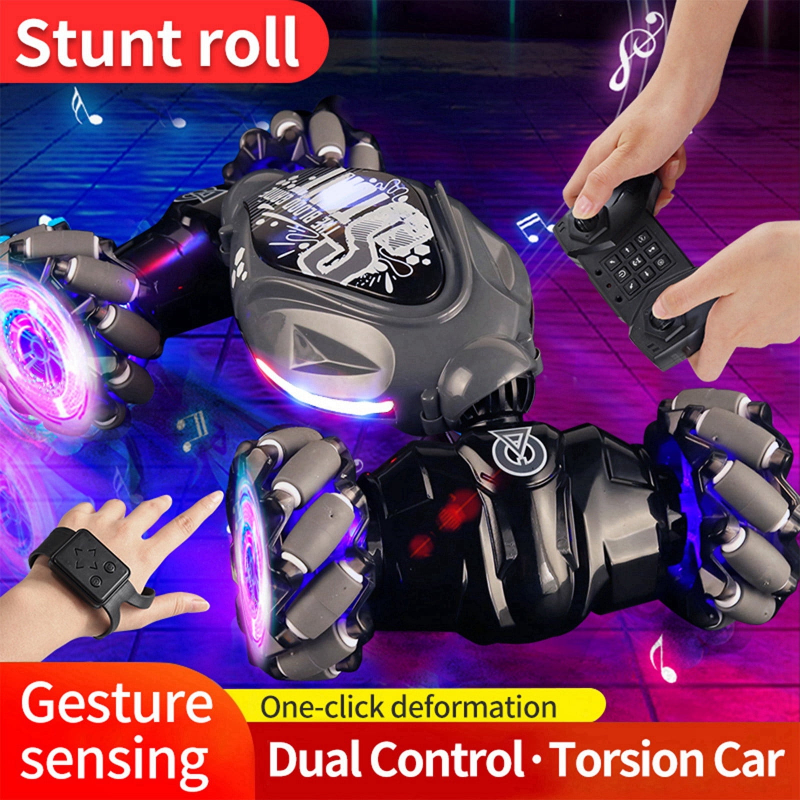 Tepsmf Gesture RC Car Large 1:14 Scale, 4WD 2.4G Hand Controlled Remote Control Car, All Terrains Trucks for Boys Gesture RC Stunt Car for Age 4-12 with Lights Music,Toys for Ages 8-13