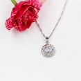 thumbnail image 5 of Platinum Plated Daisy Flower Necklace Charm Round Cubic Zirconia Sunflower Pendant Choker Necklaces for Women Y900-Silver color, 5 of 7
