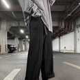 thumbnail image 6 of BADHUB Mens Chino Pants Straight Fit Drawstring Pant Lightweight Flat Front Loose Fit Trousers with Pockets Black 3XL, 6 of 7
