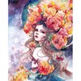 thumbnail image 1 of Drill Diamond Painting (DE9488) Girl Flowers 5D DIY Full Rhinestone Wall Art (DM294) 20X30cm FLhrweasw Nuevo, 1 of 1