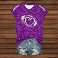 thumbnail image 4 of Women Sequin Football T Shirts Game Day Heart Graphic Short Sleeve Crewneck Tops Trendy Casual Summer Classic Fit Tees Z006-Purple XL, 4 of 5