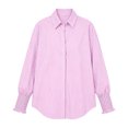 thumbnail image 5 of Women's Long Sleeve Button Down Shirts, Women's Striped Dressy Shirt with Ruffled Cuffs, Women's Hot Pink,Size S-3XL, 5 of 5