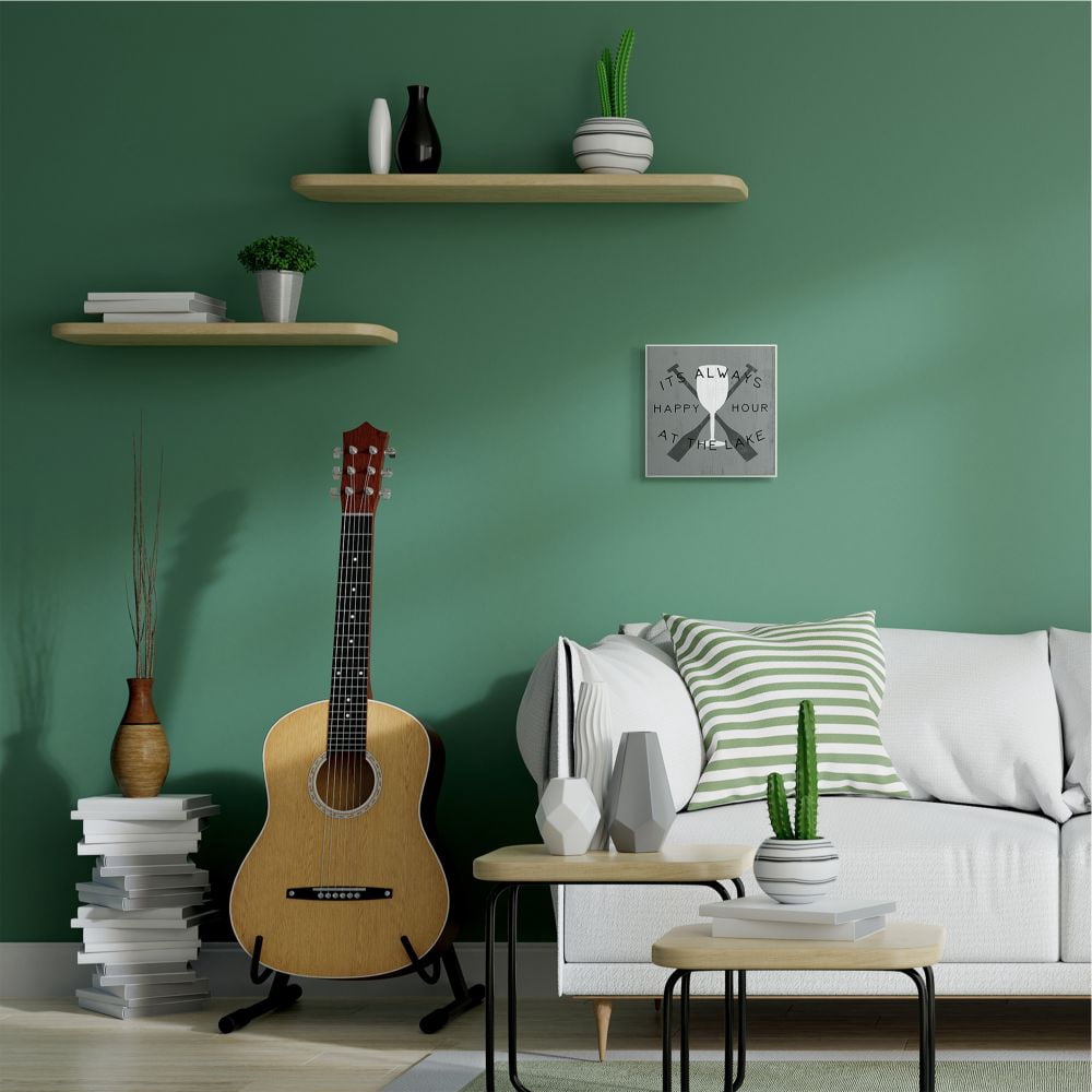 Stupell Industries Always Happy Hour At Lake Grey Boat Oars Wall Plaque Design by Daphne Polselli