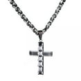 thumbnail image 4 of QQTDFG Men's Cross Pendant Gold Black Silver Stainless Steel Byzantine Chain Necklace-Silver Black-32 inch Necklace, 4 of 6