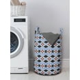 thumbnail image 3 of Mosaic Laundry Bag, Abstract Geometric Shapes in Traditional Ottoman Ceramic Tiles Effect, Basket with Handles Drawstring Closure for Laundromats, 13" x 19", Lavender Blue Pastel Pink, by Ambesonne, 3 of 4