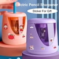 thumbnail image 4 of Electric Pencil Sharpener Battery Operated Heavy Duty Automatic Sharpener for Students Classroom Home Office Portable Desktop Stationery Tool Supplies #105 Purple, 4 of 6