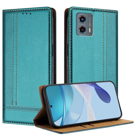 for Motorola Moto G (2024) Purse Case, Magnetic Closure Business PU Leather Card Slots Wallet Phone Case, Flip Silicone TPU Bumper Protective Cover with Stand Shockproof Folio Case, Green