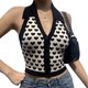 thumbnail image 1 of Top de verano para mujer, camiseta sin mangas con cuello Halter de punto con estampado de corazón y una hilera de botones, camiseta sin mangas con cuello vuelto para mujer, 1 of 4