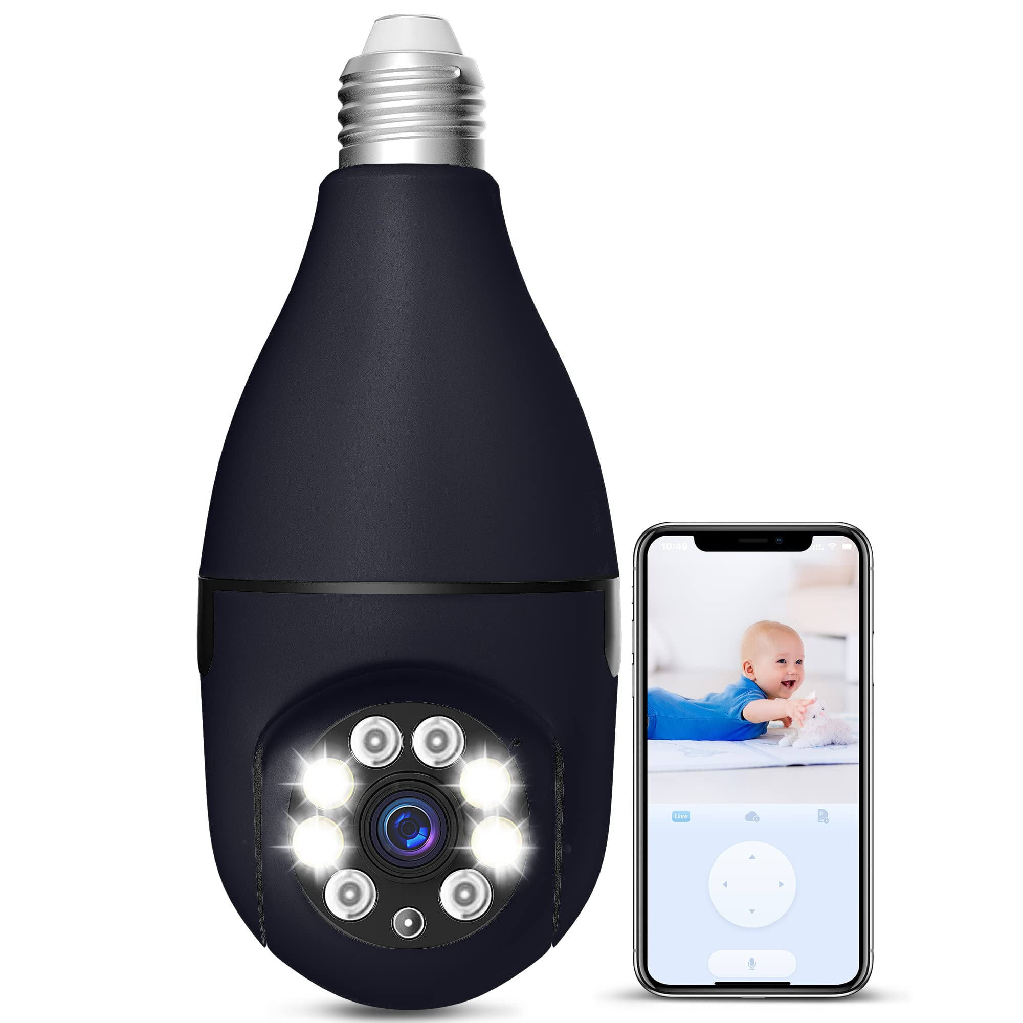 Light Bulb Security Camera Wireless Outdoor 2.4ghz WiFi Light Socket