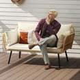 thumbnail image 2 of Craftian All-Weather Wicker Outdoor Loveseat with Soft Cushion, 2-Seat Rattan Sofa - Beige, 2 of 9