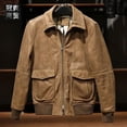 thumbnail image 4 of Chaqueta de piel de vaca de primera capa para hombre, estilo antiguo, informal, elegante, con solapa, estilo A1, de alta gama, 2024, 4 of 5