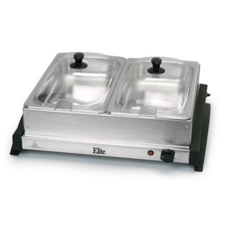 Elite Gourmet EWM-6122 Dual Tray Buffet Server, Stainless Steel