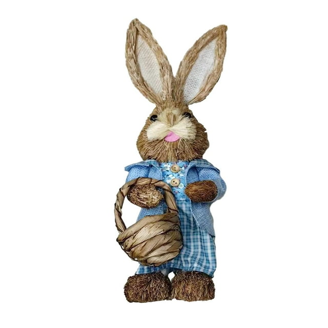 Paquete de material de paja de conejo de Pascua sin terminar para hacer tú mismo, decoración artesanal de dibujos animados Estilo E