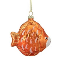 Northlight Orange Glass Christmas Decorative Accent Ornament, 3.75"