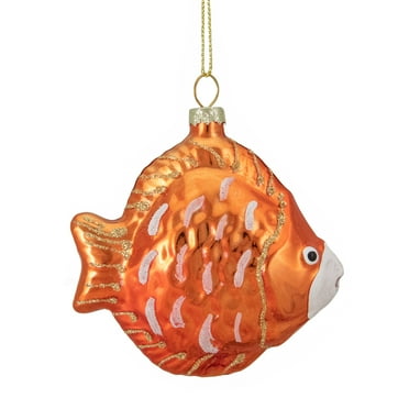 Northlight Orange Glass Christmas Decorative Accent Ornament, 3.75"