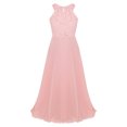 thumbnail image 2 of Manyakai Kids Girls Floral Lace Chiffon Sleeveless Bridesmaid Wedding Party Maxi Flower Girl Dress Pink 12, 2 of 7