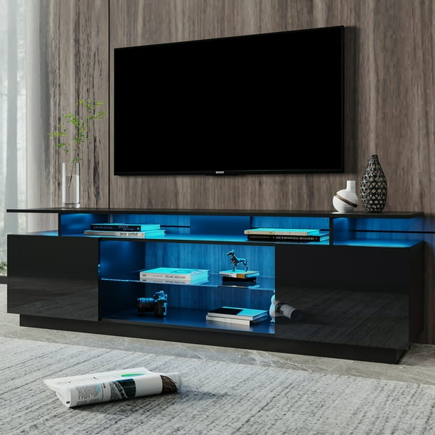 Resenkos LED Entertainment Center TV Console with Media Stand and